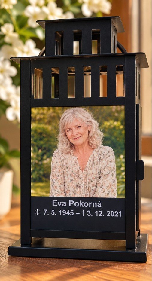 Lucerna Eva Pokorná – barevný UV potisk